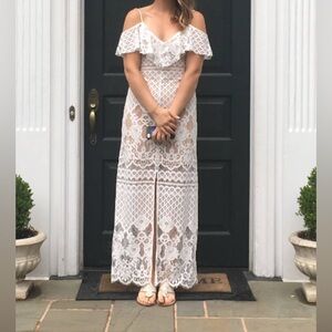 WAYF White Lace / Nude bodice Maxi Dress